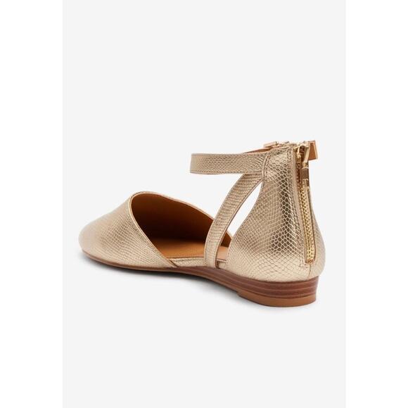 Comfortview The Paris Flat Gold Size 8 - Picture 2 of 15